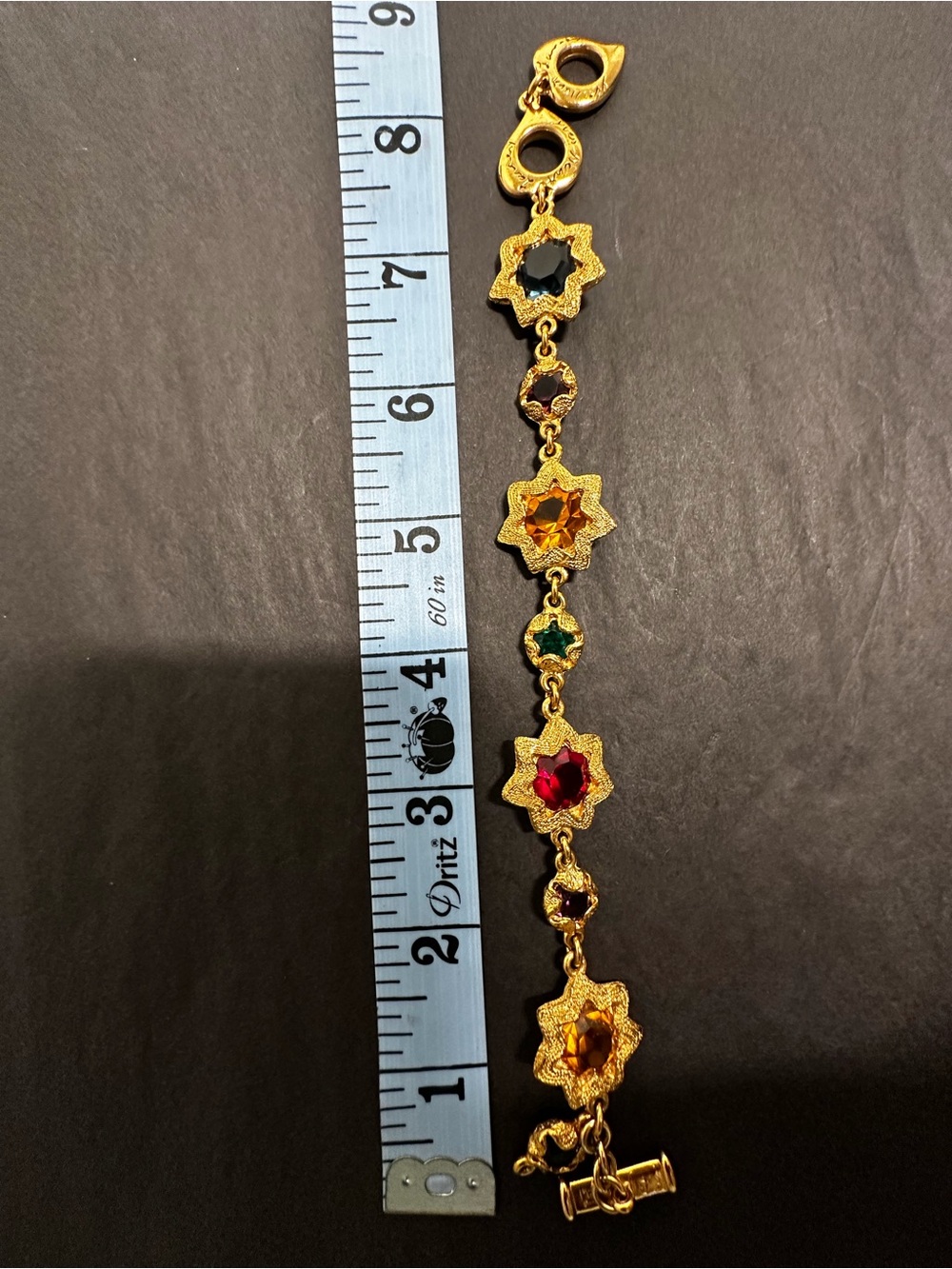 YSL Gold-Tone Multicolor Star-Link Gemstone Bracelet - Picture 5 of 7